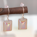 Moonstone decor square shaped dangle earrings