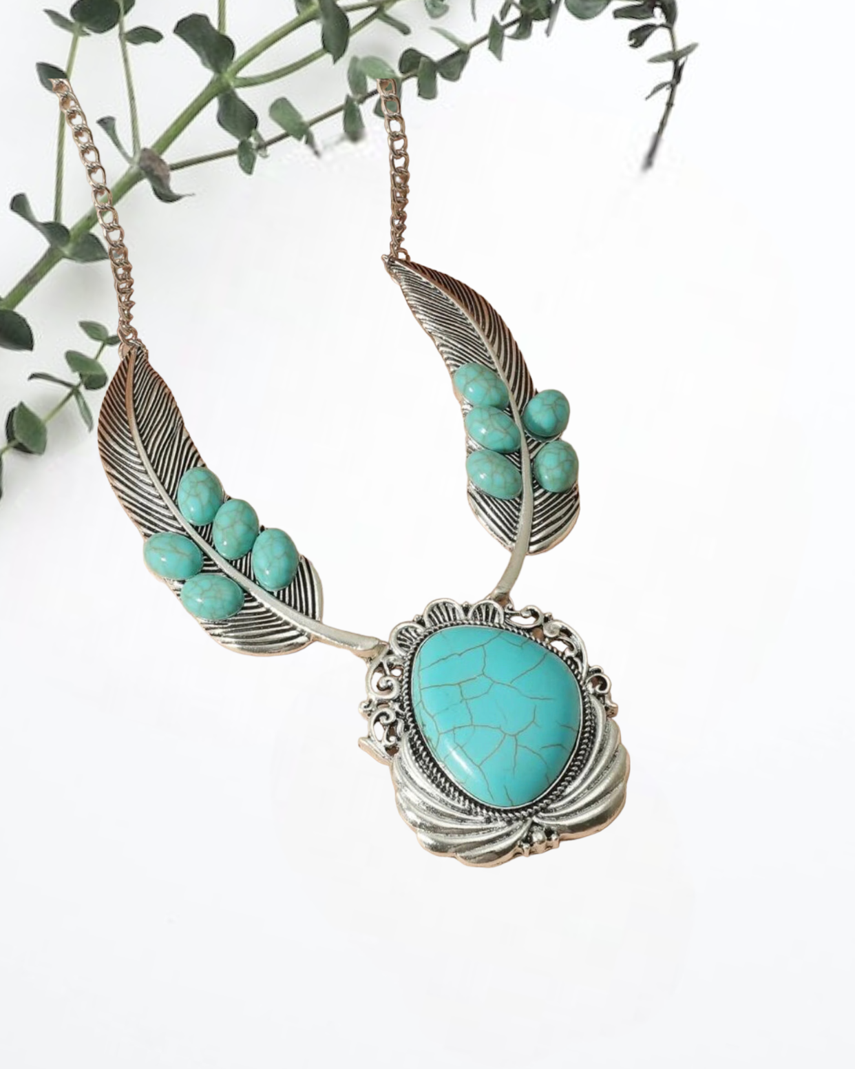 Turquoise decor statement necklace