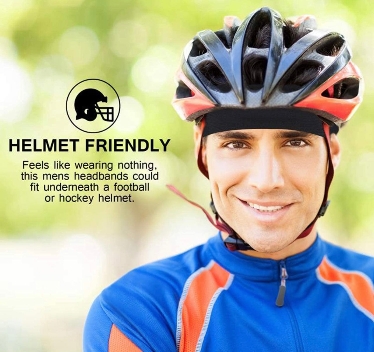 Mens Headband (4 Pack), Mens Sweatband & Sports Headband for Running, Cycling, Yoga, Basketball - Stretchy Moisture Wicking Hairband