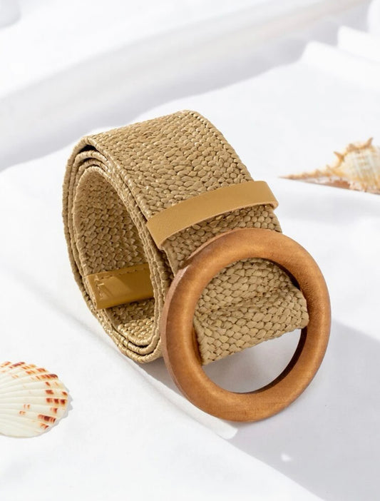 Round Buckle Braided Belt