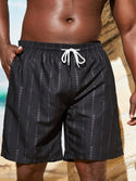 Extended sizes men geo print drawstring waist swim trunks