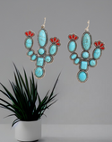 Turquoise cactus drop earrings