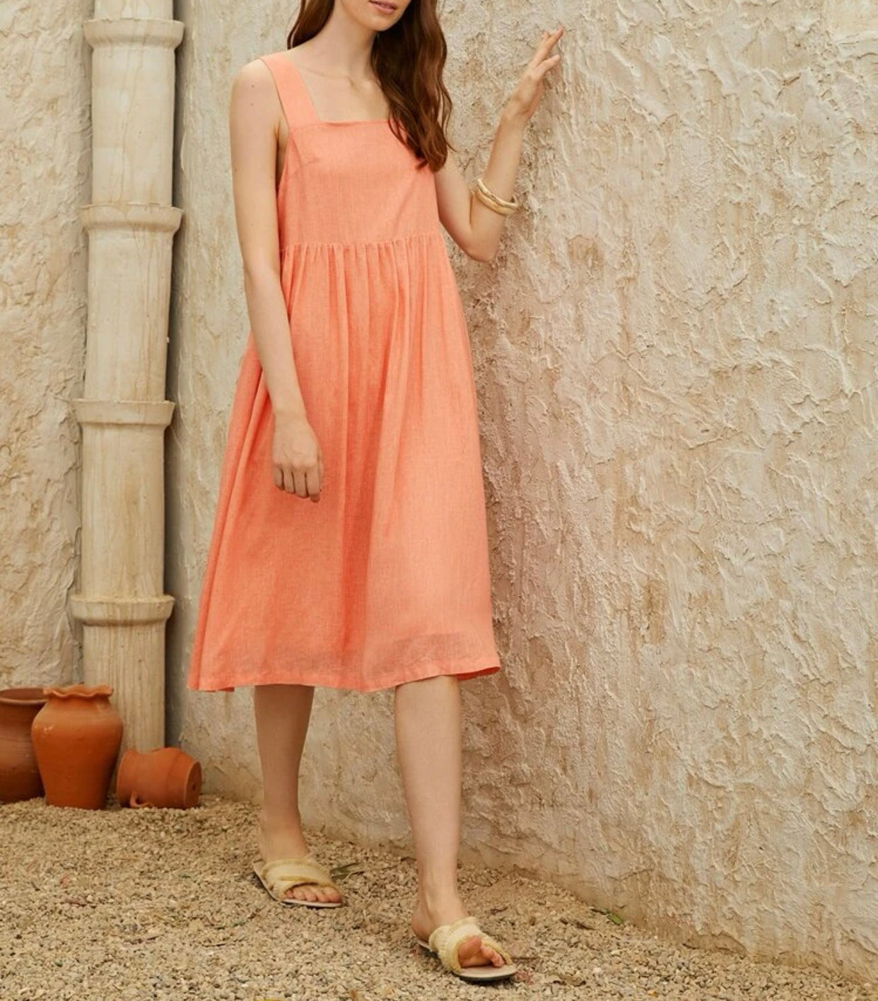 Solid button detail cami dress