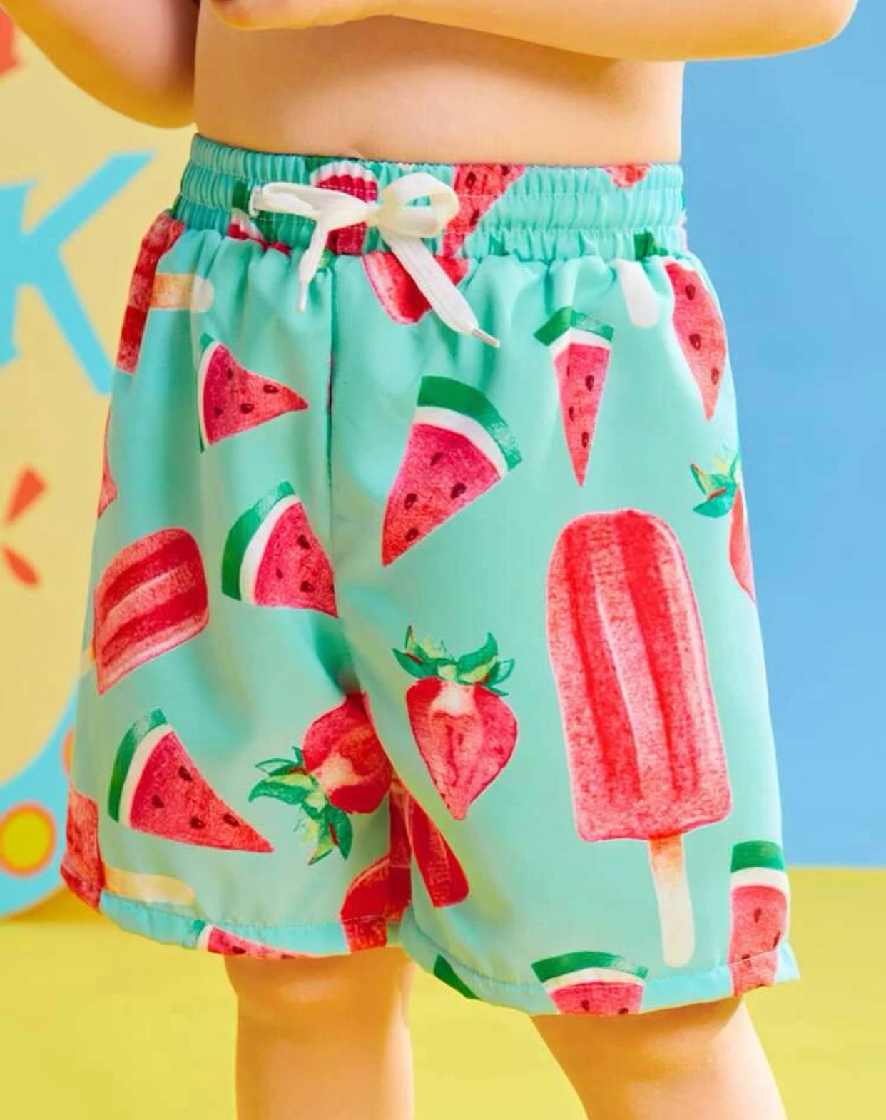 Toddler boys watermelon print swim shorts