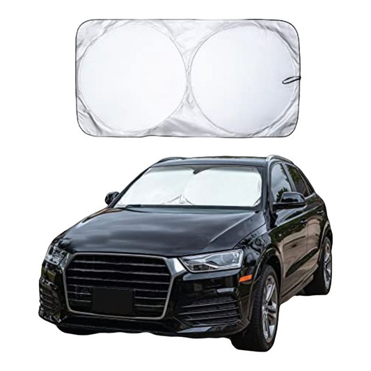 Car Windshield Sun Shade with Storage Pouch | Durable 240T Material Car Sun Visor for UV Rays and Sun Heat Protection