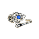 Blue Opal Sterling Silver Opal Spoon Ring - S925 Victorian Vintage Flower spoon ring.