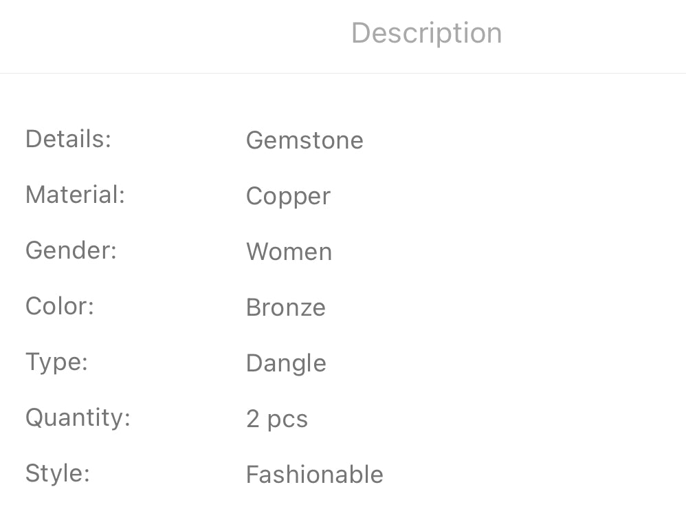 Gemstone decor purple stone dangle earrings