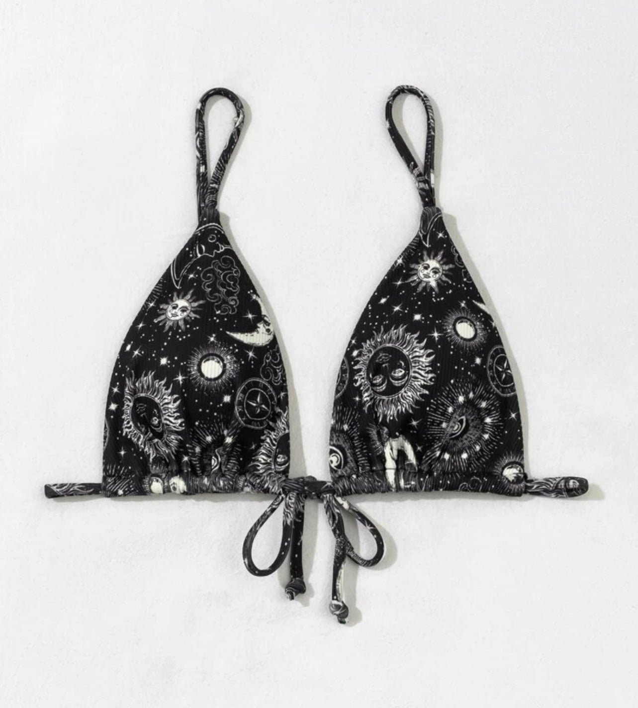 Sun and moon print triangle bikini top