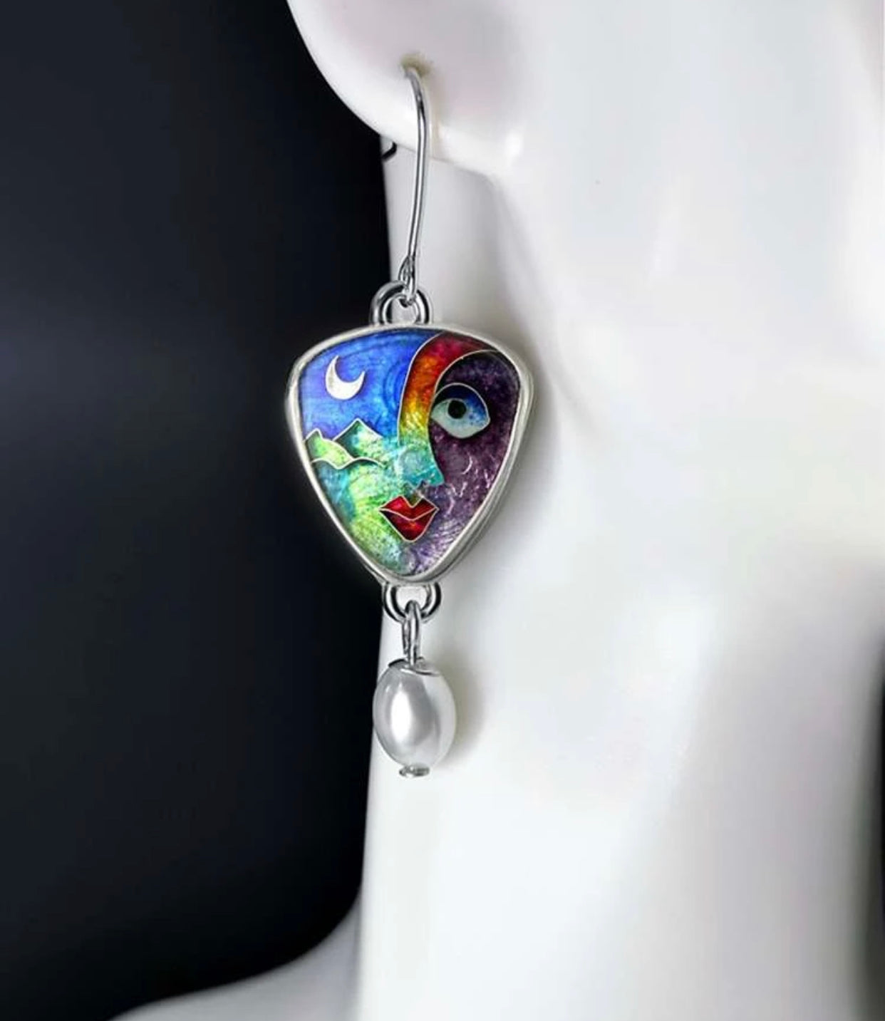 Style #2 Abstract design face decor dangle earrings