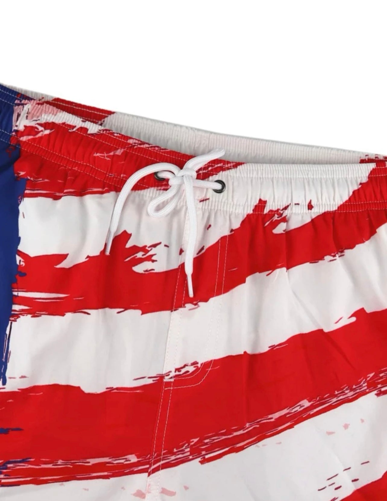 Men American Flag Print Drawstring Waist Swim Trunks