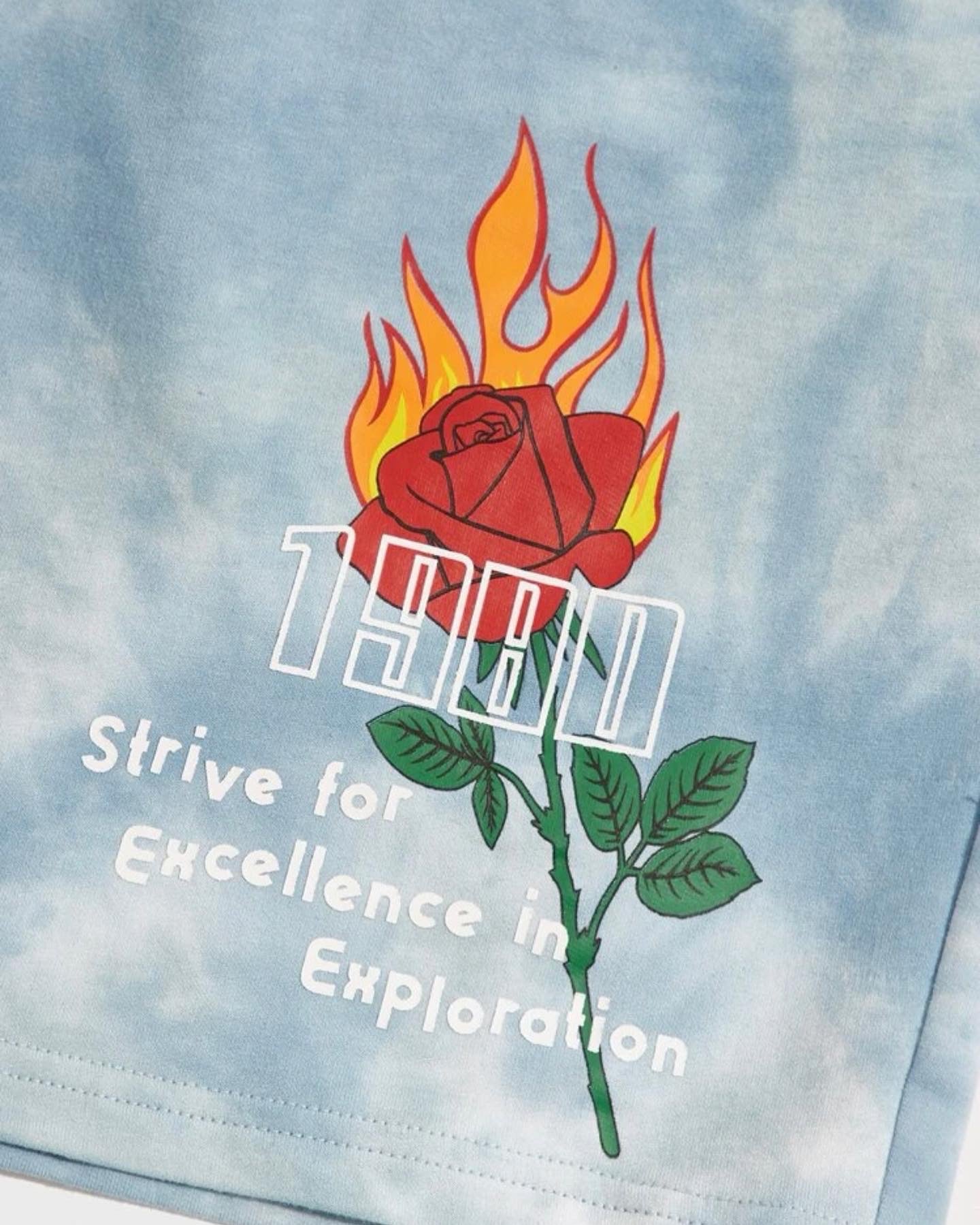 Men’s tie dye slogan graphic drawstring track shorts