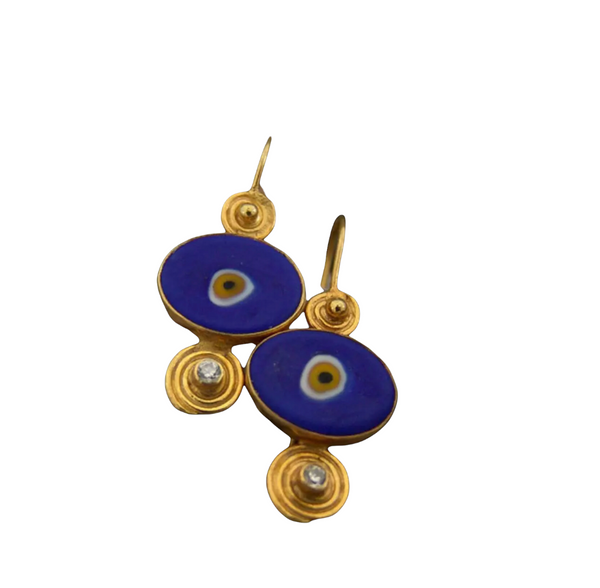 Blue Geometric circle Brincos Dangle Earrings