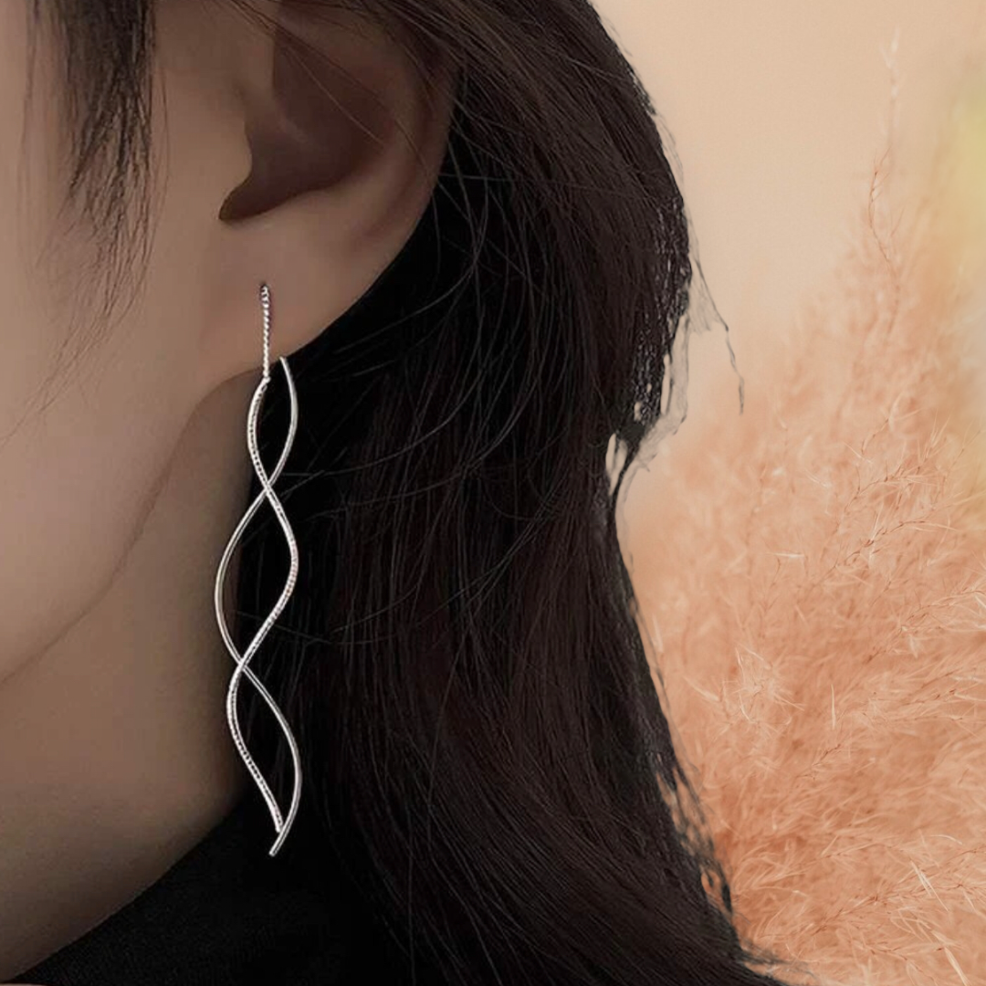 Silver decor threader earrings