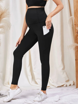 Maternity solid sports leggings with phone pocket - Christina’s unique boutique LLC