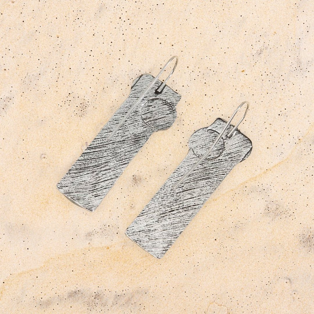 Leaf engraved drop earrings