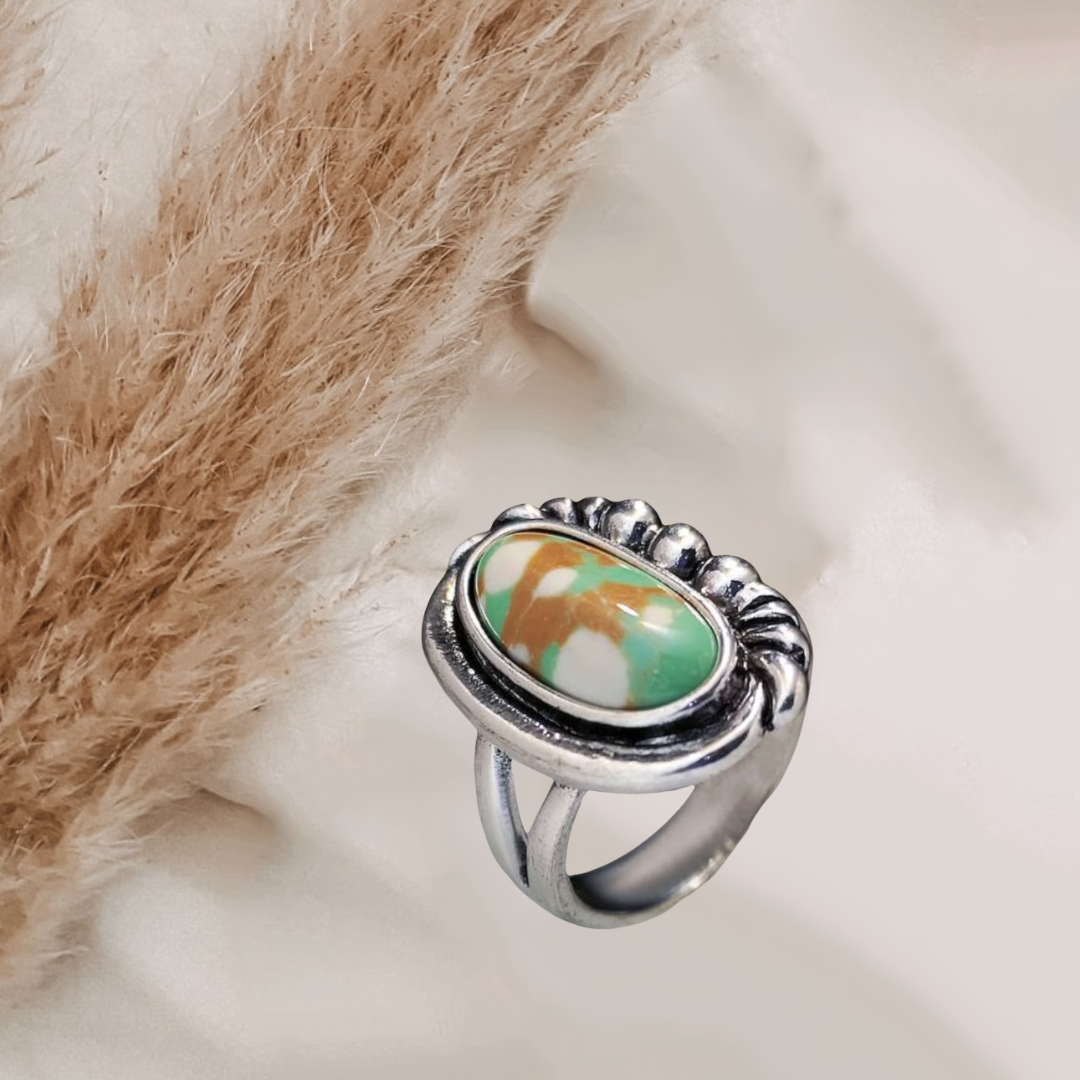 Multicolor turquoise style statement ring. Size 8.