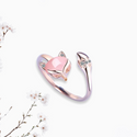 Rose gold coated,925 sterling silver high quality crystal zircon agate adjustable fox ring