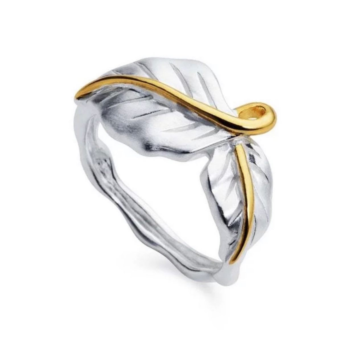 Gold & silver leaf dual tone ring.