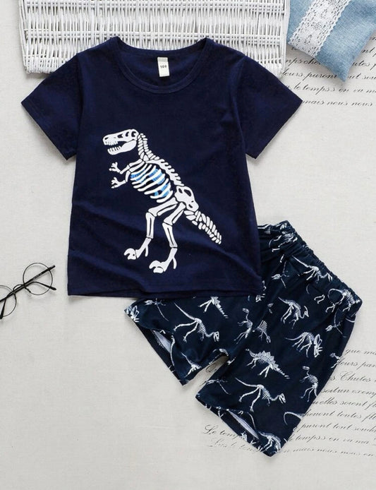 Toddler Boys Dinosaur Print Tee & Track Shorts