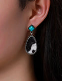Black and white waterdrop earrings