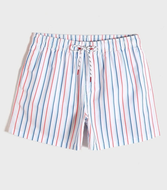 Men striped print swim trunk