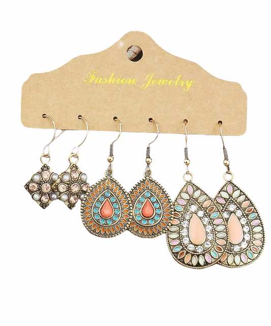 Three pairs of waterdrop dangle earrings. - Christina’s unique boutique LLC