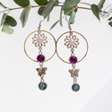 New Vintage Two Tone Purple & Blue   Stone Tassel Earrings