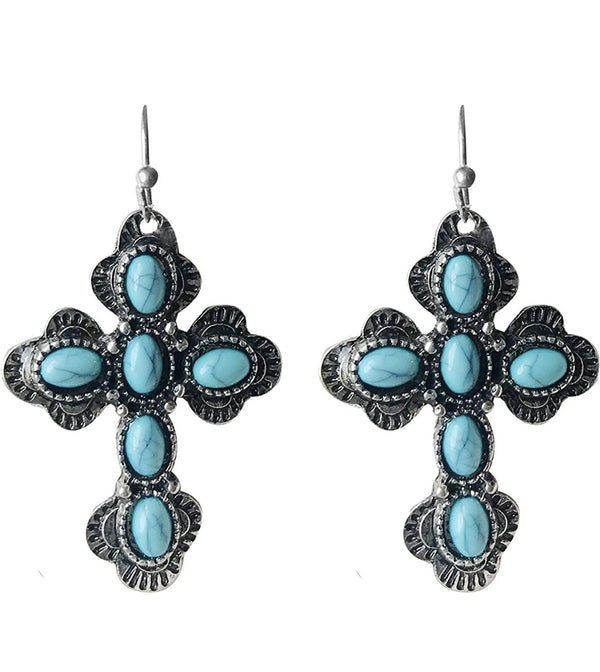 Turquoise Bohemian Cross Fashion Dangle Earring No.112Turquoise Bohemian Cross Fashion Dangle Earring No.112