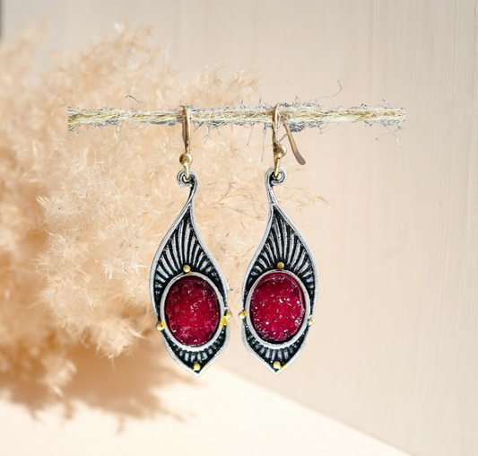 Fun and unique vintage inspired two tone dangle earrings