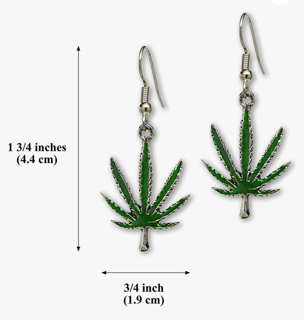 Marijuana Leaf Dangle Earrings