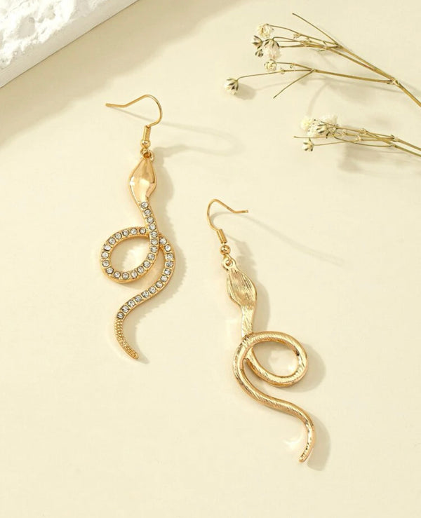 Rhinestone snake drop earrings