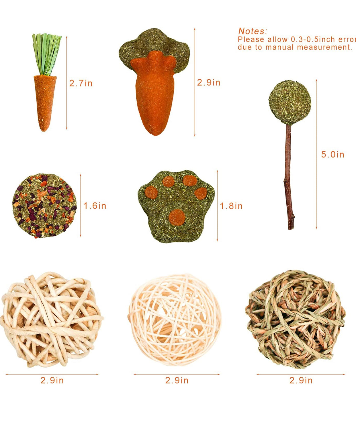 Rabbit Chew Toys, Natural Timothy Grass Teeth Grinding Cakes, Mixed Bunny Treats