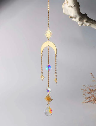 Crystal Pendant Moon Chain Wall Hanging