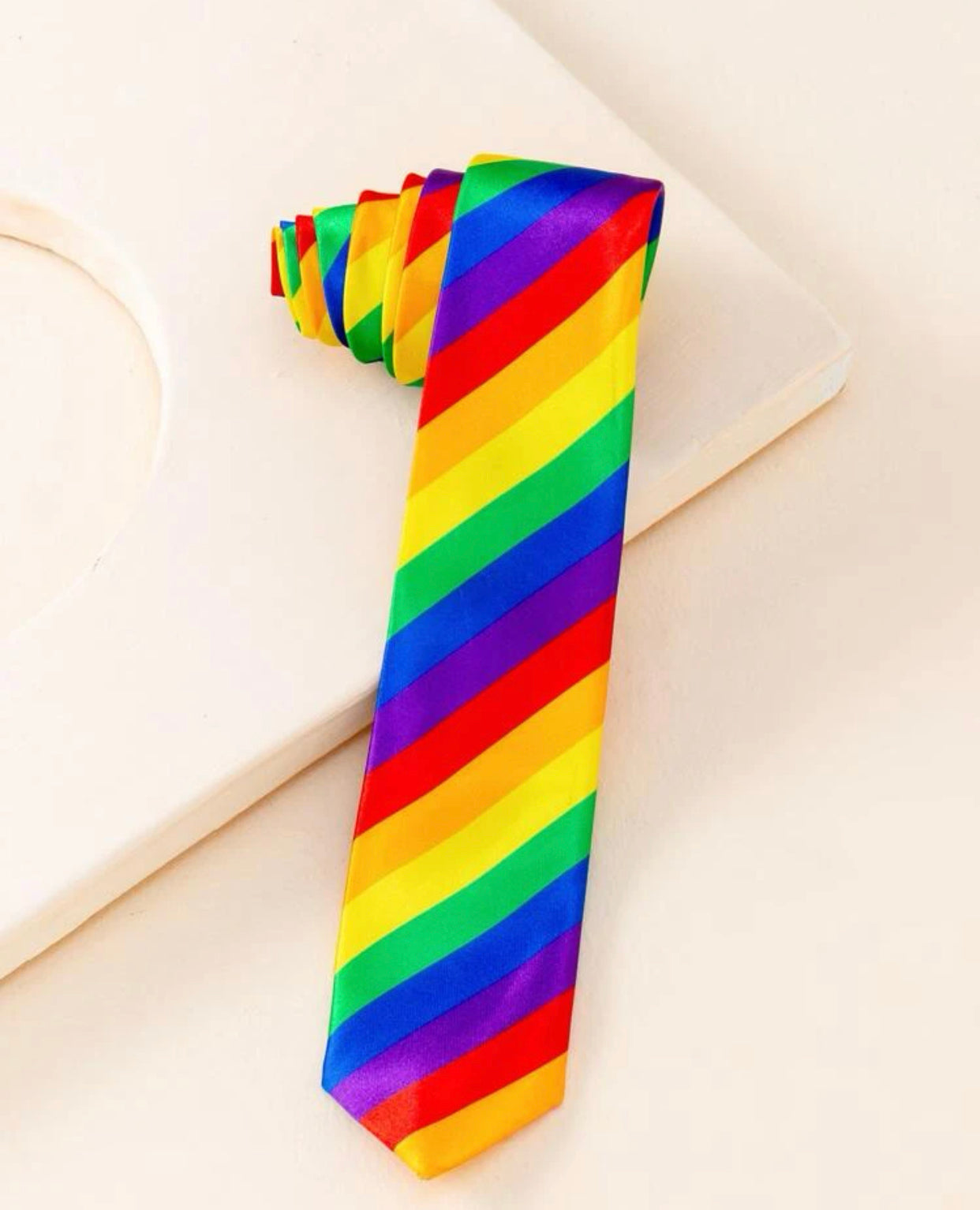 Rainbow striped print tie