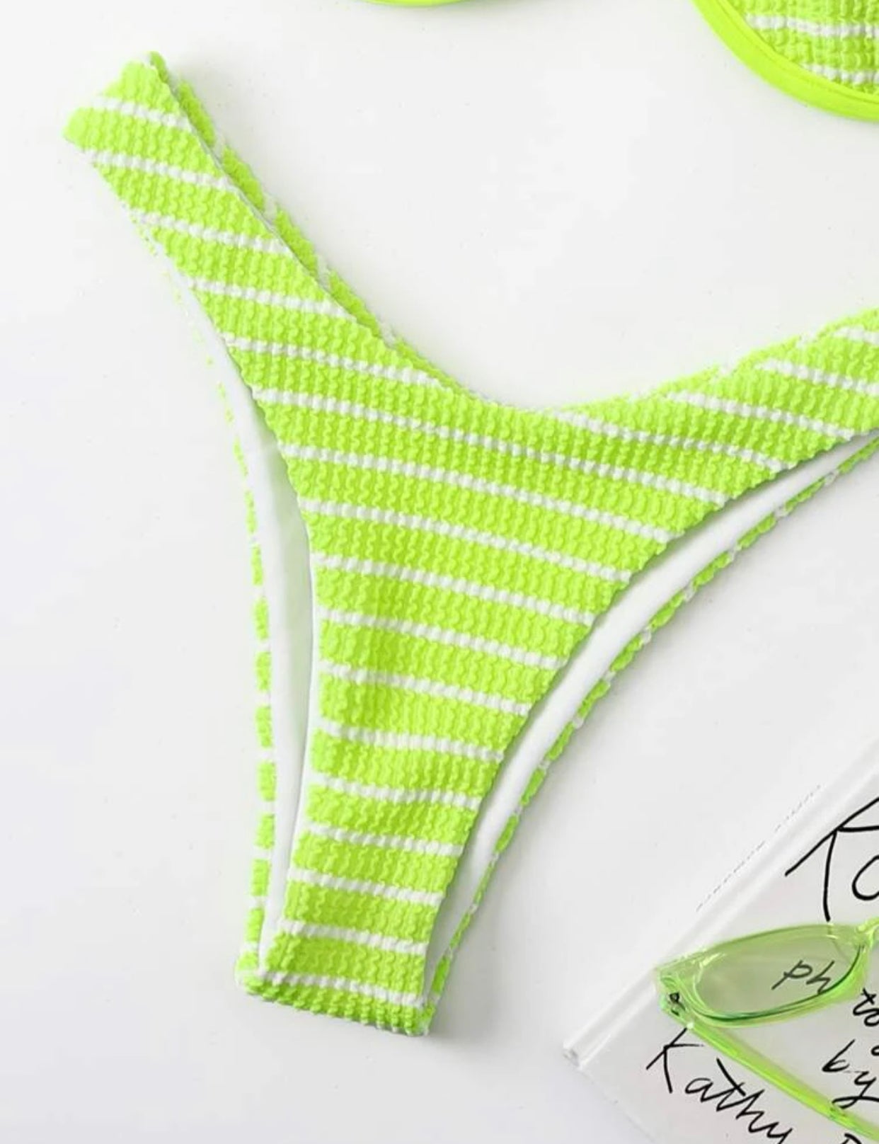 Striped one shoulder underwire high cut bikini swimsuit