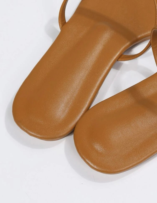 Minimalist double strap slide sandals