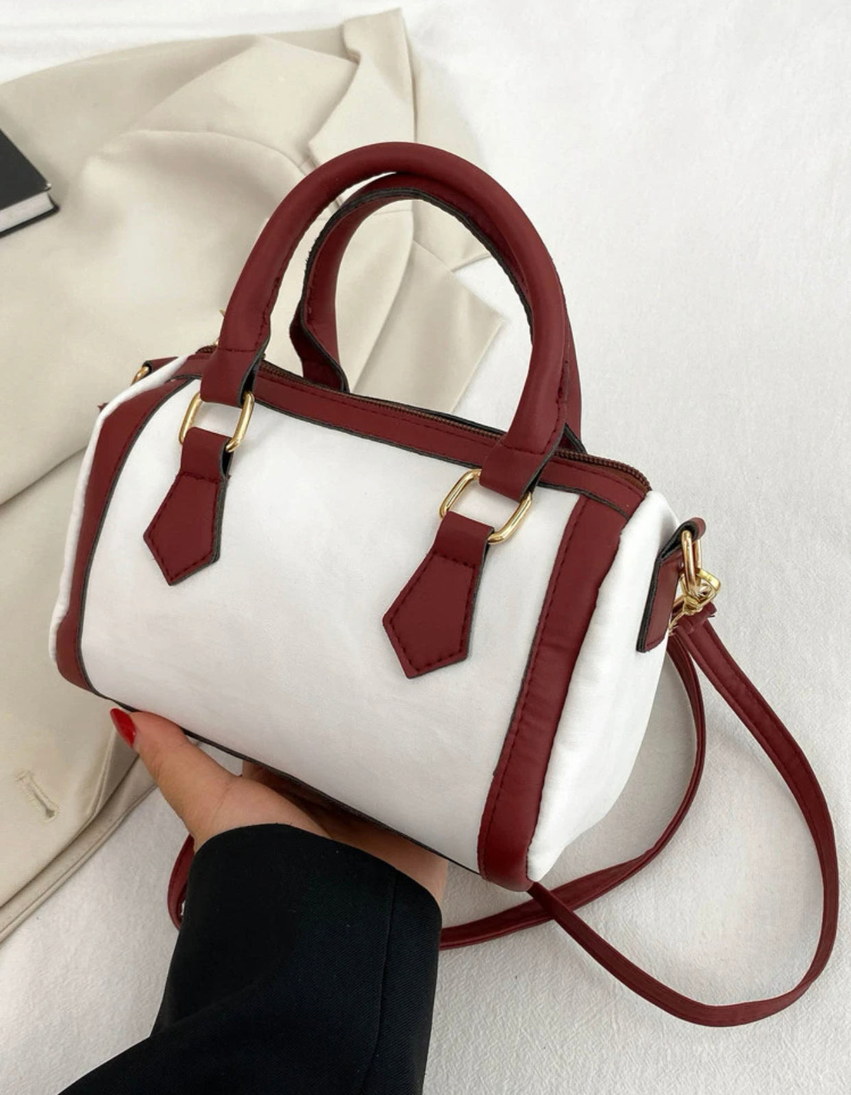 Mini two tone Boston bag
