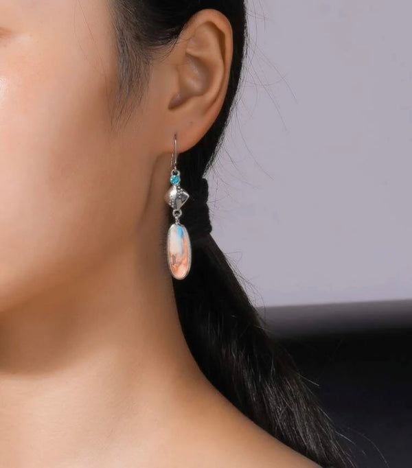 Volcanic rock inspired dangle earrings