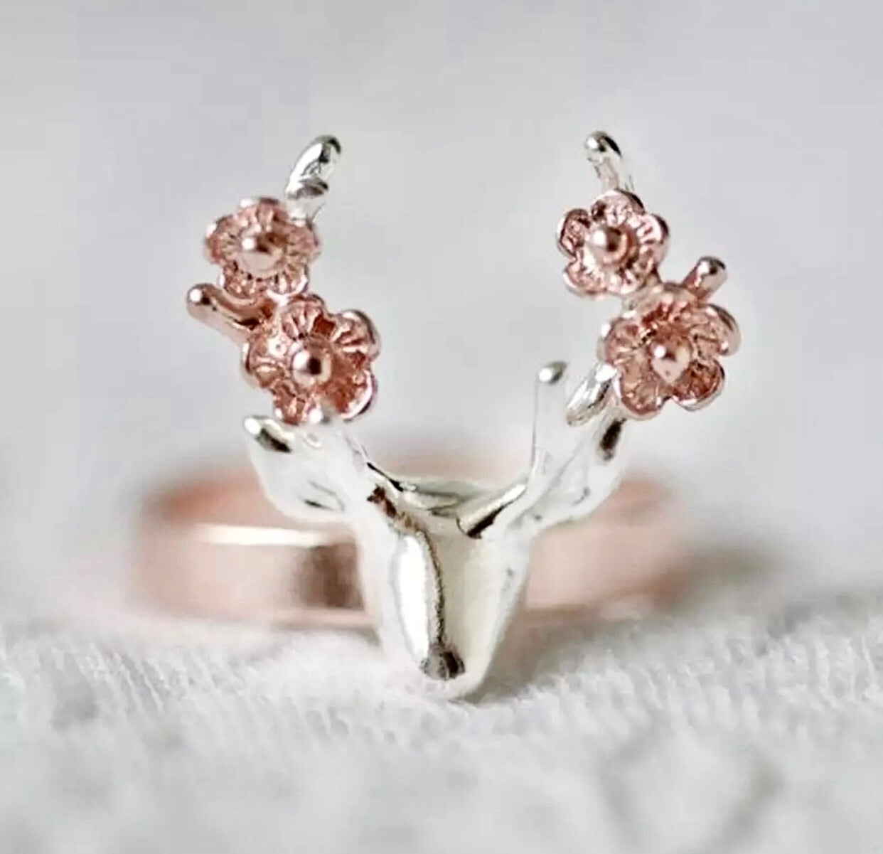 Women Double Colors Sika Deer Ring Elk Finger Ring