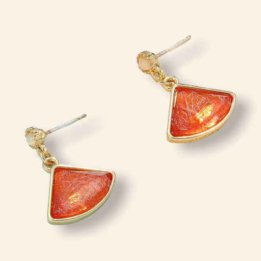 Fan charm drop earrings