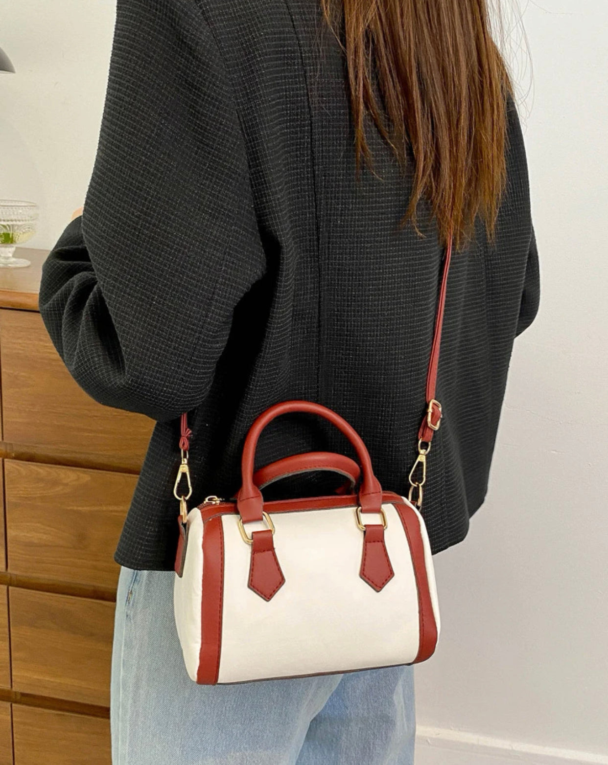 Mini two tone Boston bag