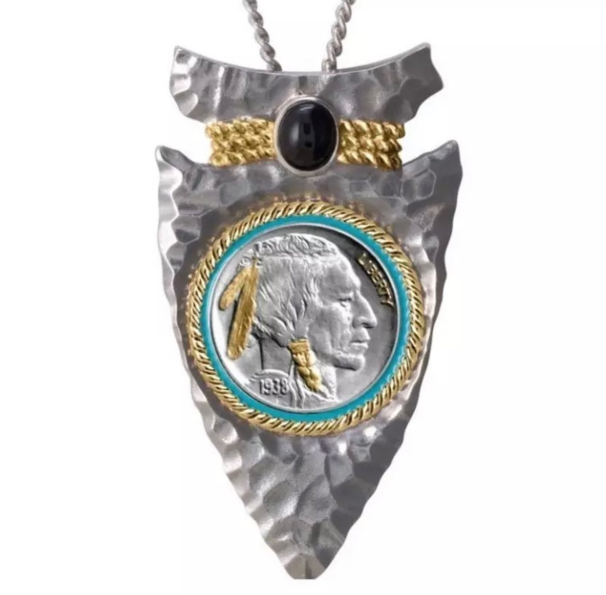 Men's retro exquisite Indian chief embossed arrow fashion pendant necklace