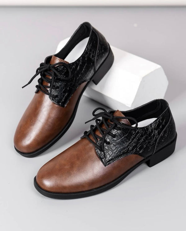 Men’s two tone crocodile embossed lace-up front Oxford shoes