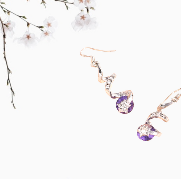 Purple zircon detail geometric dangle earrings