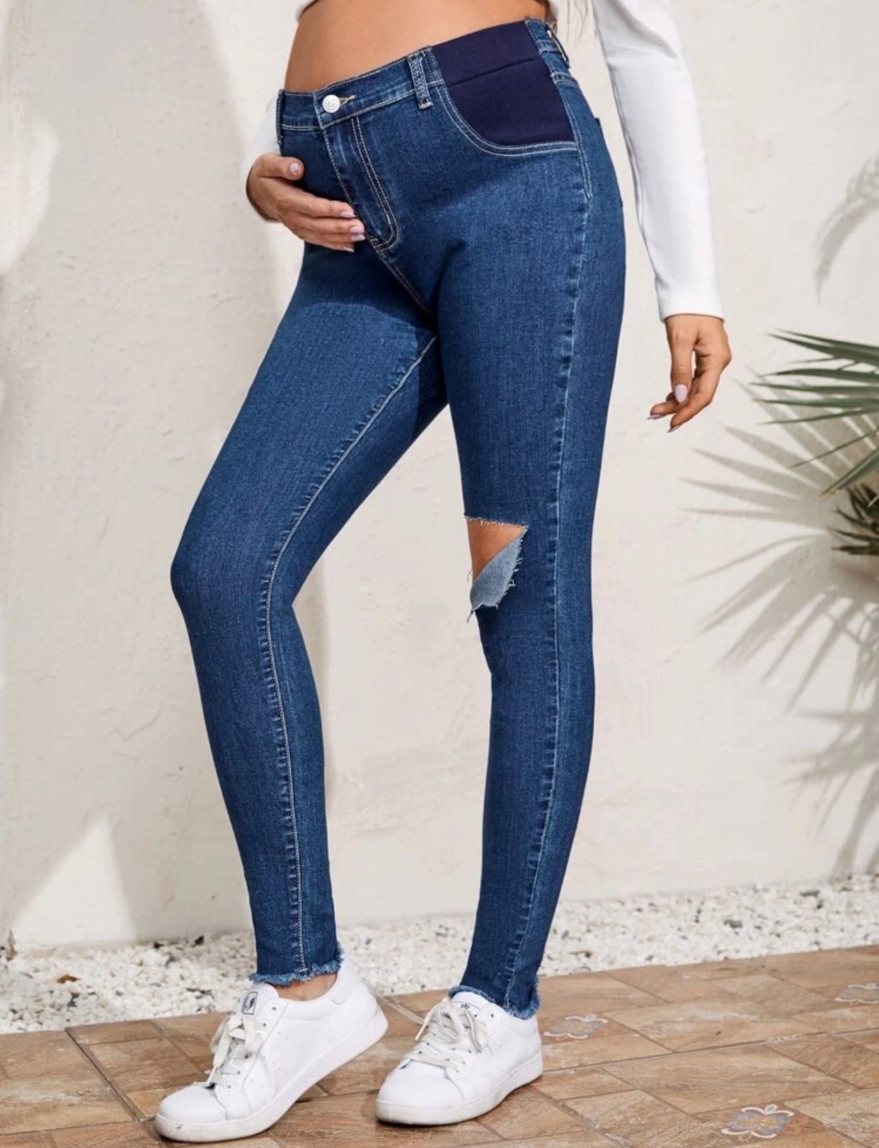 Maternity ripped detail skinny jeans - Christina’s unique boutique LLC