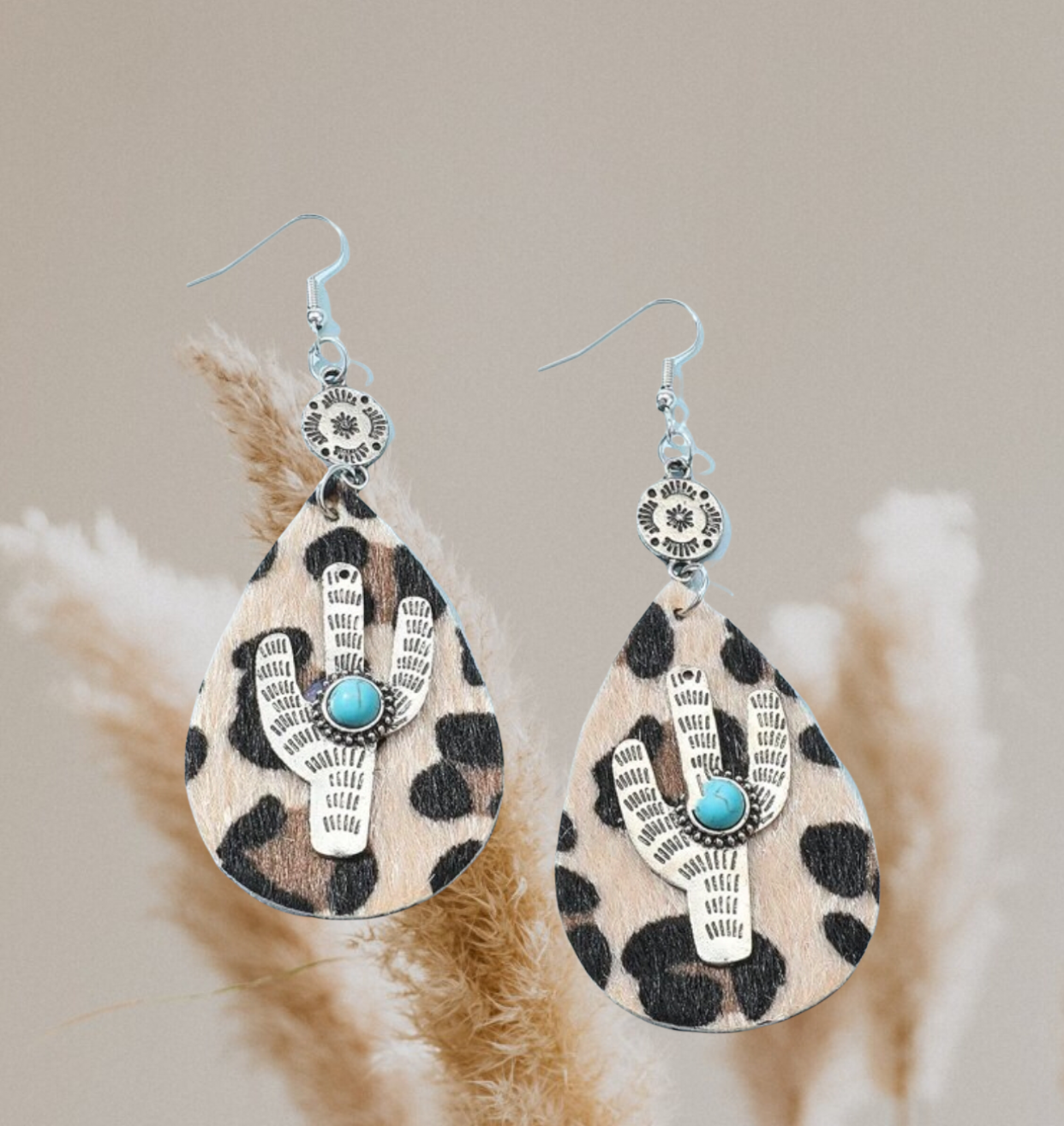 Leopard water-drop dangle earrings