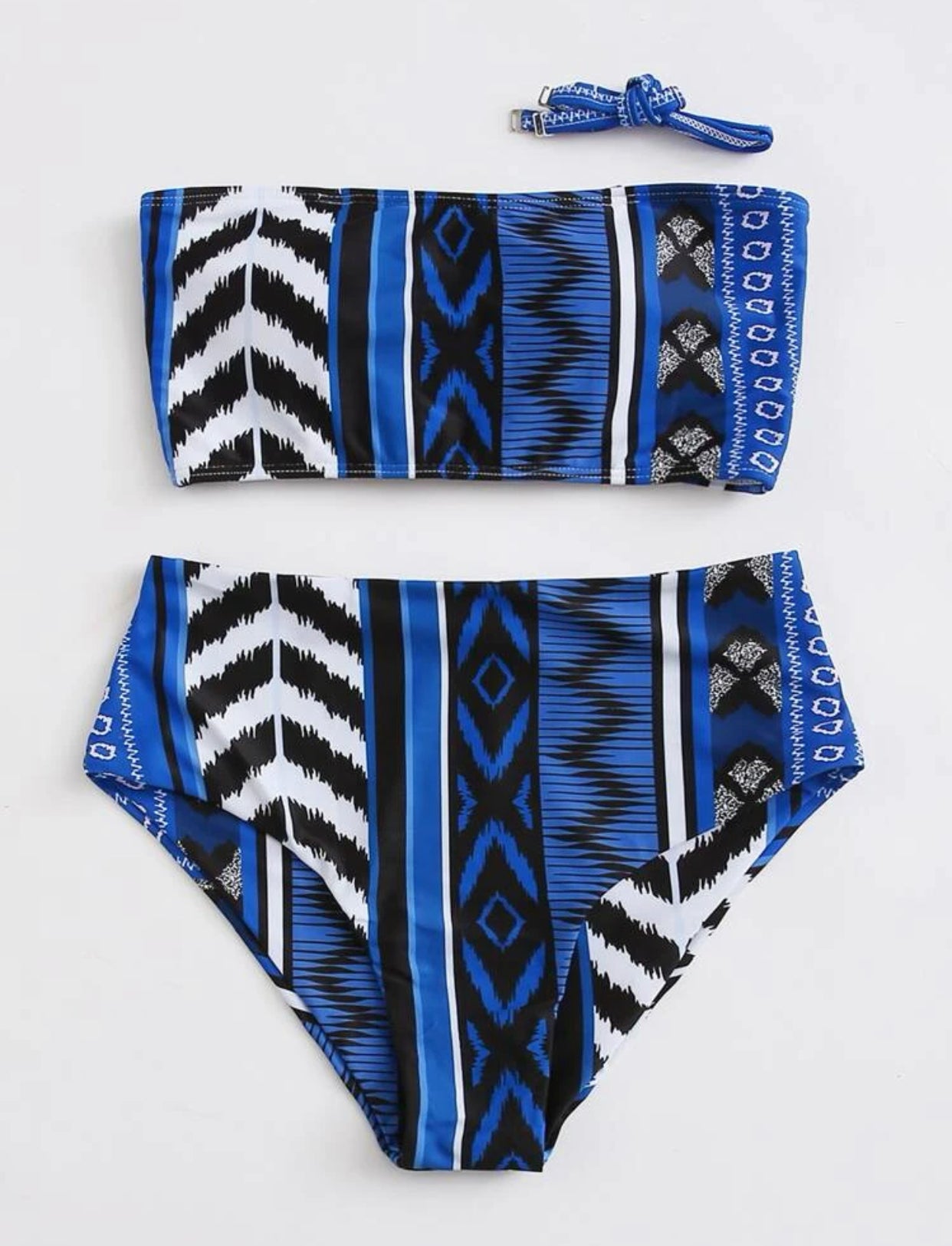 Lace-up back high waisted bikini swimsuit