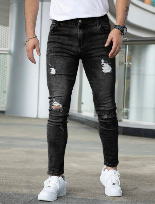 Men’s ripped frayed skinny jeans