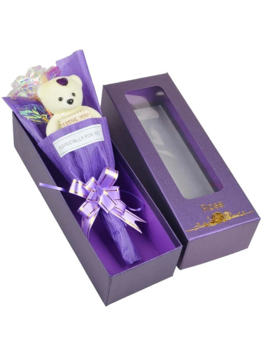 Valentine's Day Metallic Artificial Rose With Gift Box