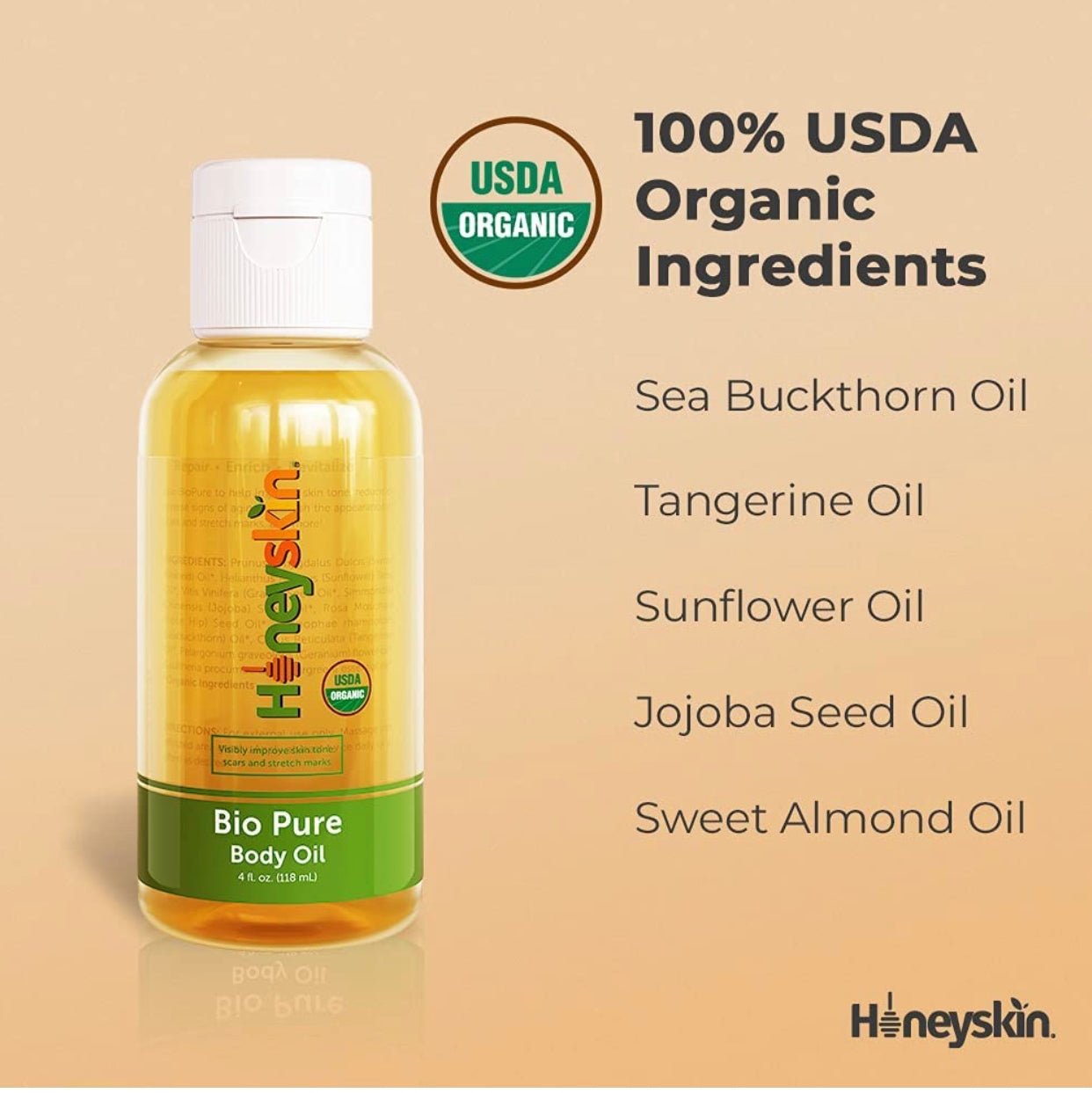 Honeyskin Skincare Body Oil for Stretch Marks and Acne Scar with Essential Oils